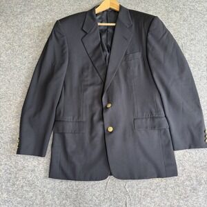 Hickey Freeman Blazer Mens 42 Long Navy Blue Wool Loro Piania Gold Buttons